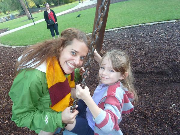 kelli and lexy on the swing